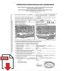 1981 Citroen Visa Super X (VD série VE) FIA homologation form PDF download